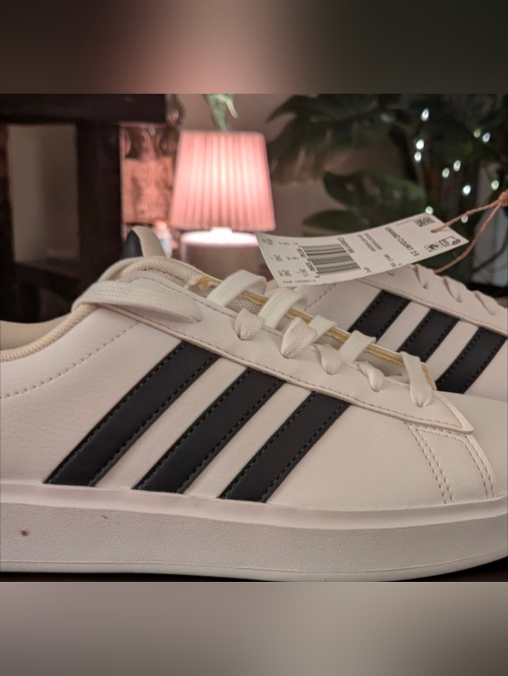 Adidas White Sneakers with Three-Stripes